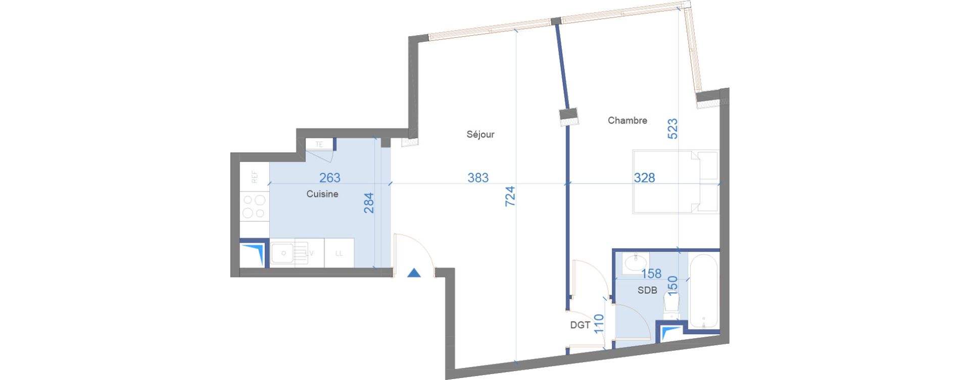 Appartement T2 de 52,50 m2 &agrave; Villemomble Trois fr&egrave;res - mermoz