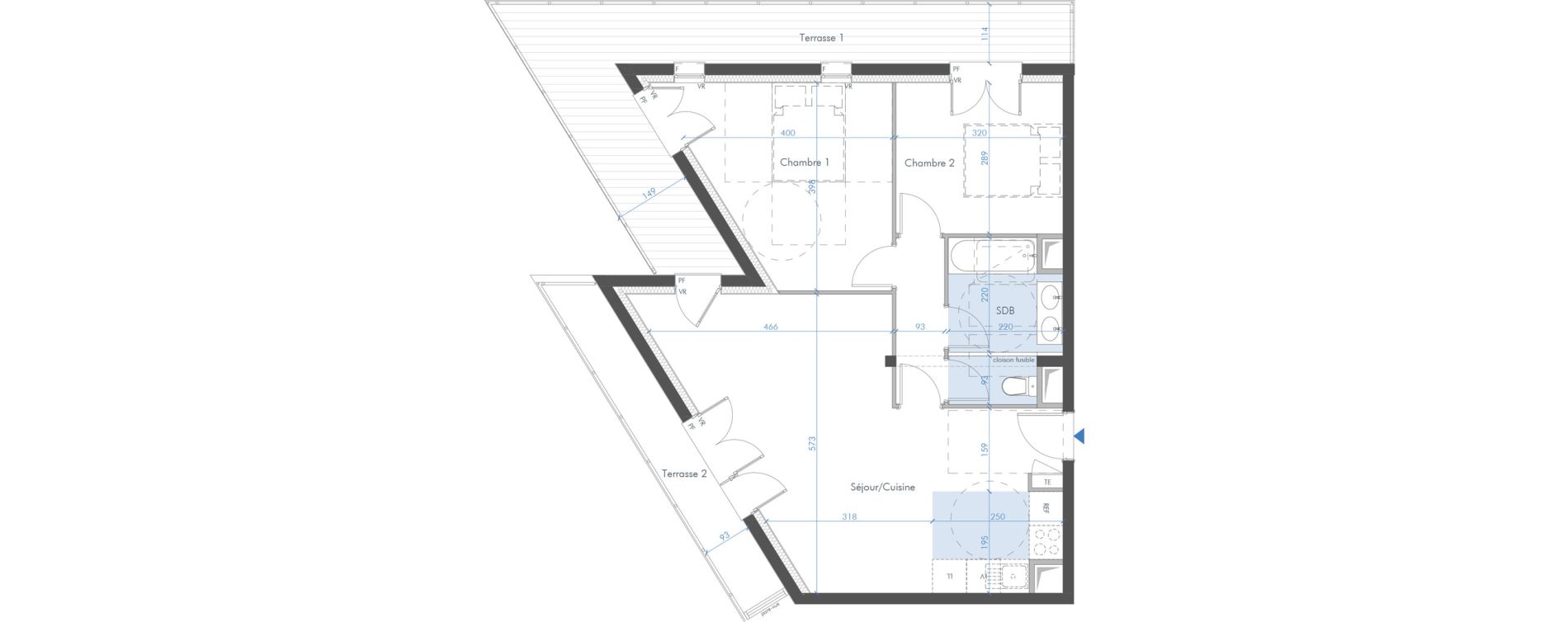 Appartement T3 de 61,90 m2 &agrave; Villemomble Trois fr&egrave;res - mermoz