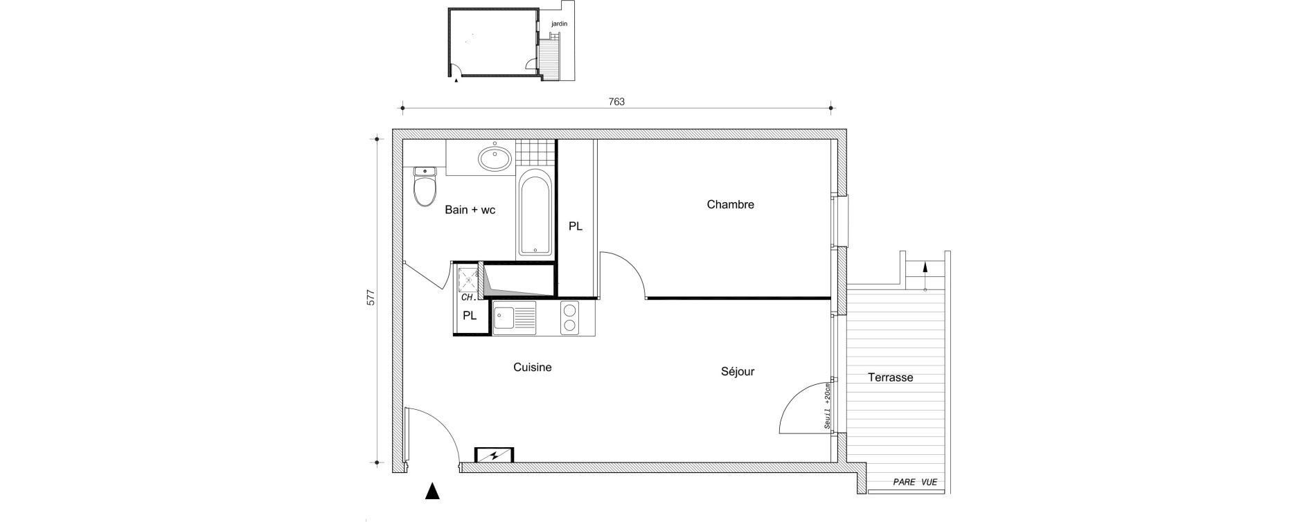 Appartement T2 de 42,30 m2 &agrave; Villemomble Centre
