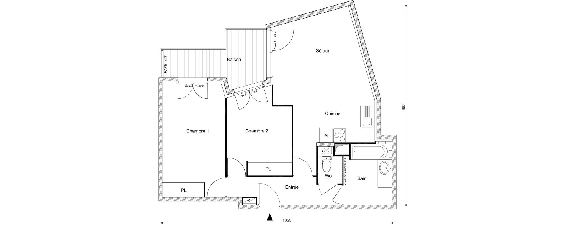 Appartement T3 de 60,15 m2 &agrave; Villemomble Centre