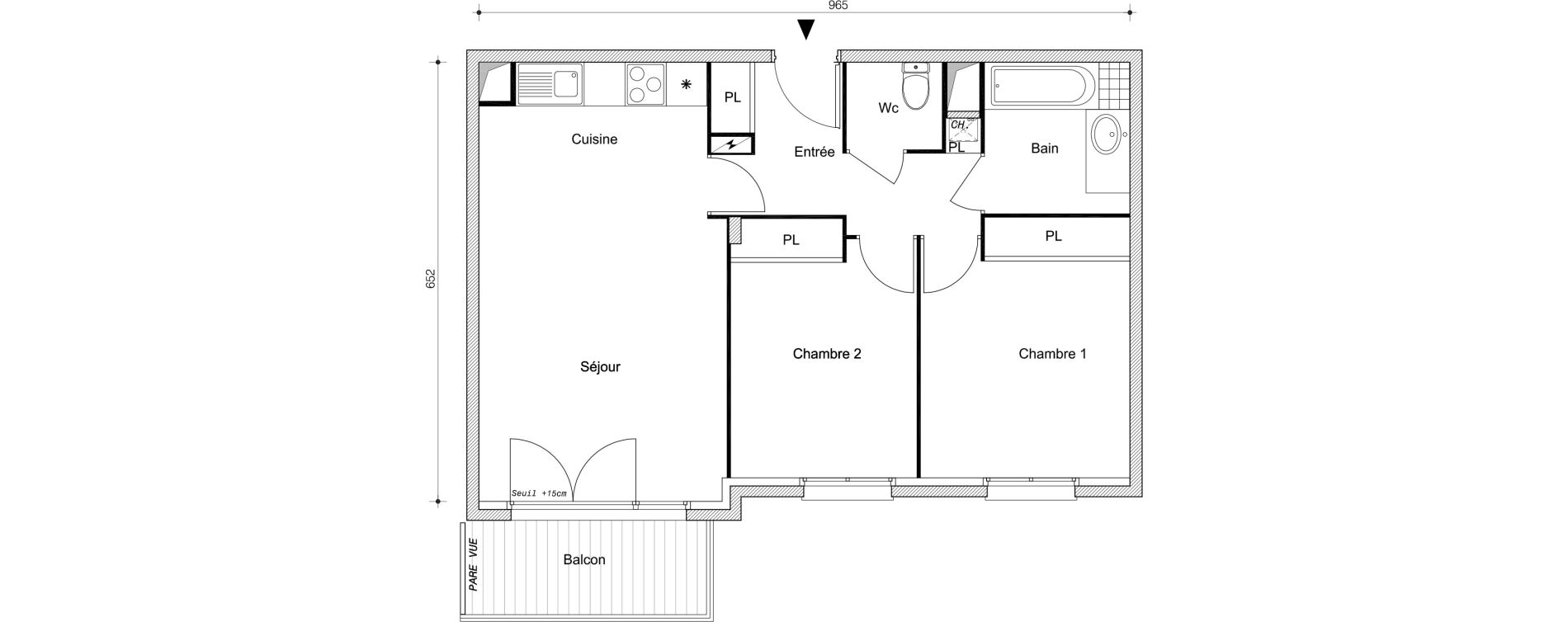 Appartement T3 de 58,45 m2 &agrave; Villemomble Centre