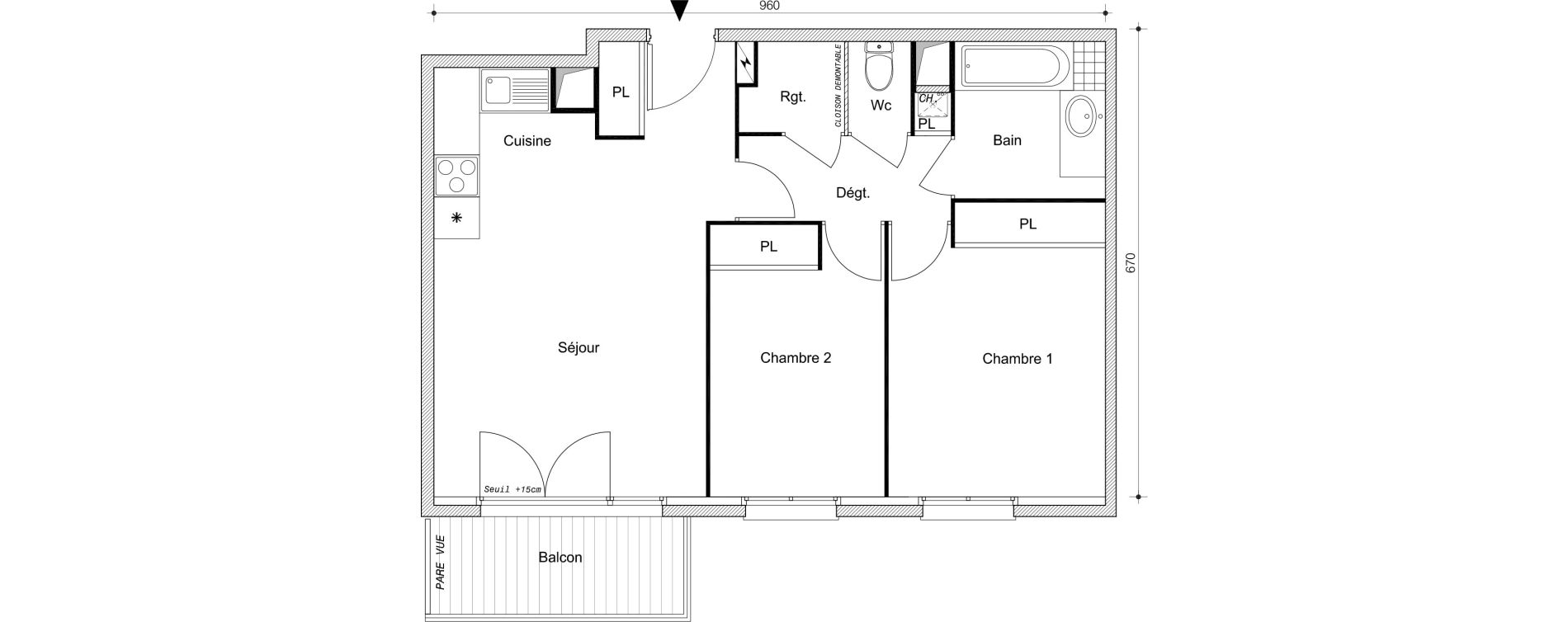 Appartement T3 de 59,35 m2 &agrave; Villemomble Centre