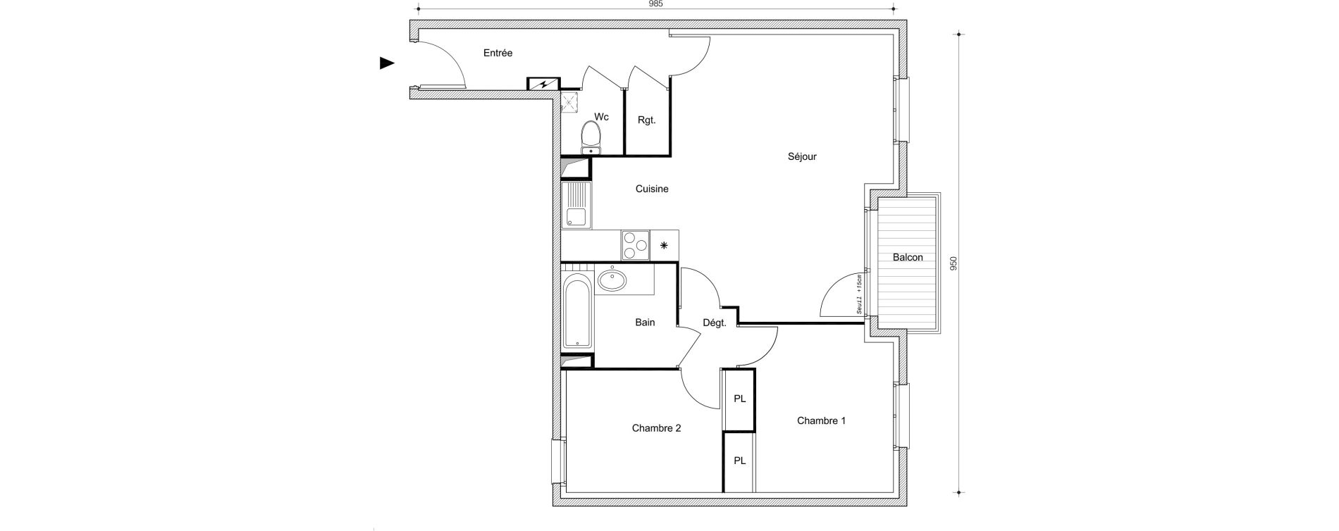 Appartement T3 de 65,35 m2 &agrave; Villemomble Centre