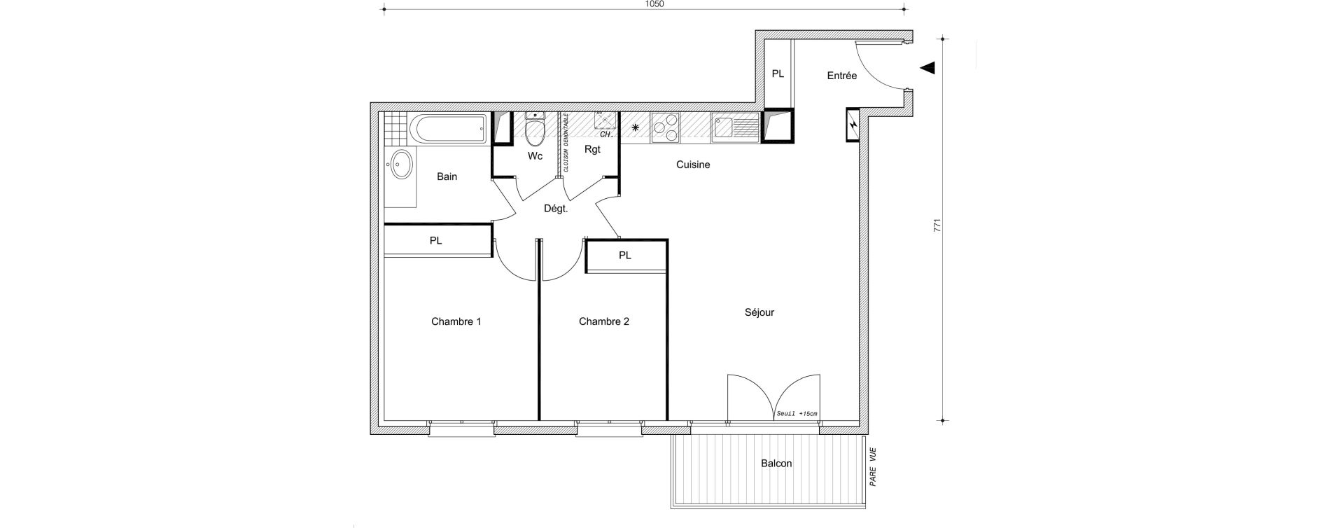 Appartement T3 de 61,90 m2 &agrave; Villemomble Centre