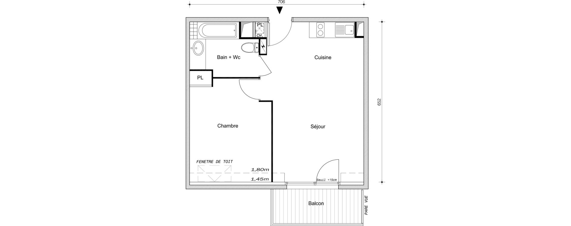 Appartement T2 de 42,60 m2 &agrave; Villemomble Centre