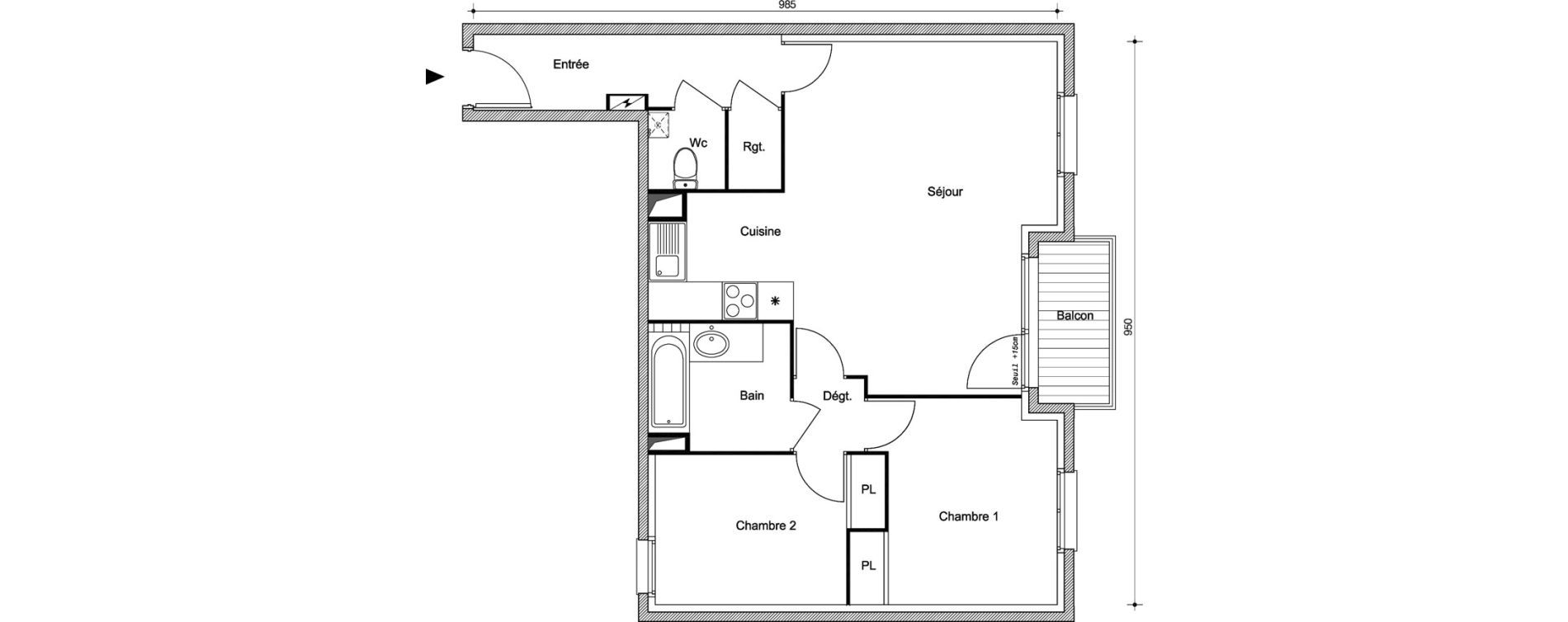 Appartement T3 de 65,35 m2 &agrave; Villemomble Centre