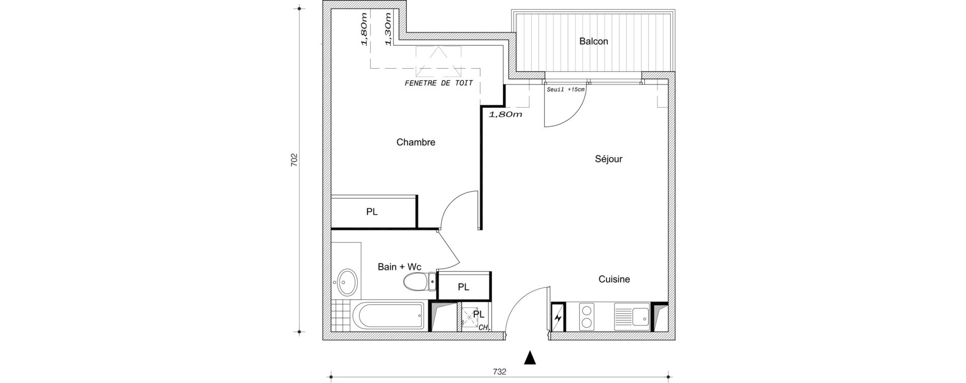 Appartement T2 de 39,45 m2 &agrave; Villemomble Centre