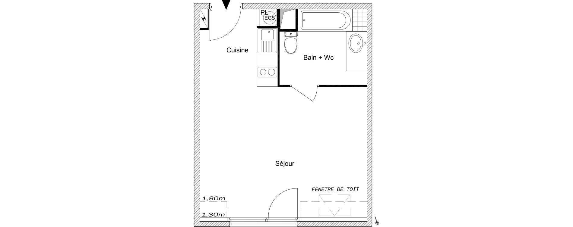 Appartement T1 bis de 31,55 m2 &agrave; Villemomble Centre