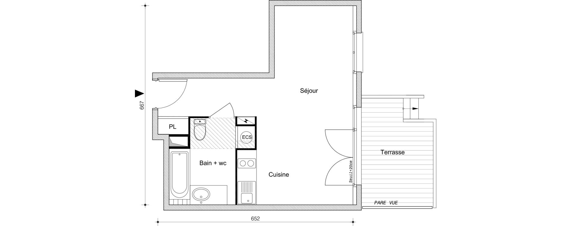 Appartement T1 bis de 32,20 m2 &agrave; Villemomble Centre