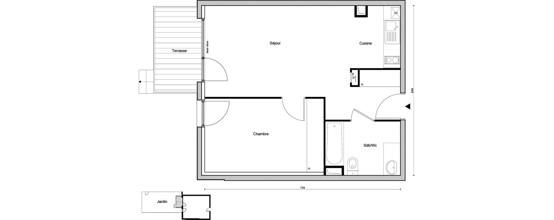 Appartement T2 de 46,75 m2 &agrave; Villemomble Centre