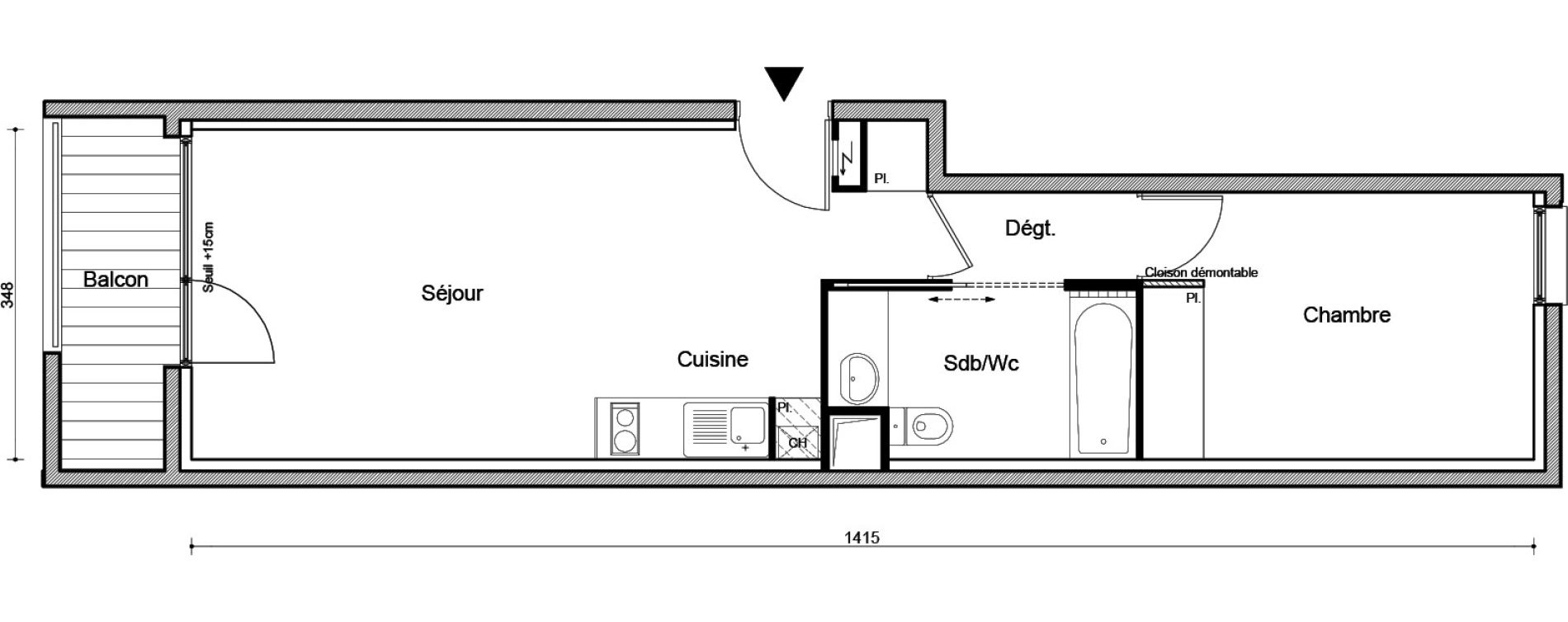 Appartement T2 de 43,81 m2 &agrave; Villemomble Centre