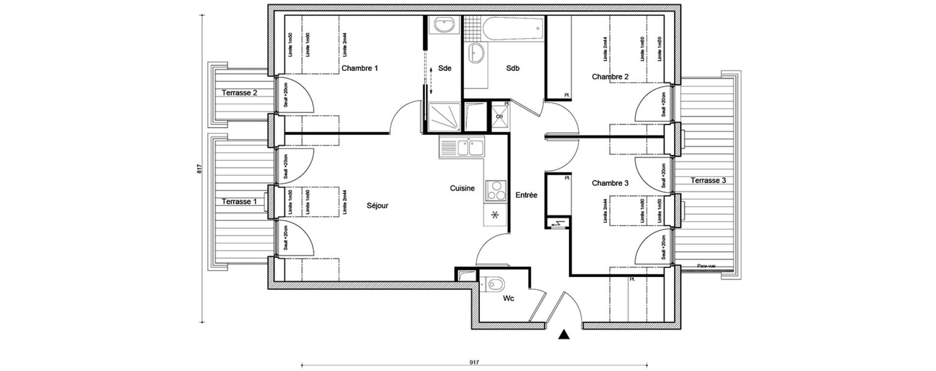 Appartement T4 de 71,04 m2 &agrave; Villemomble Centre