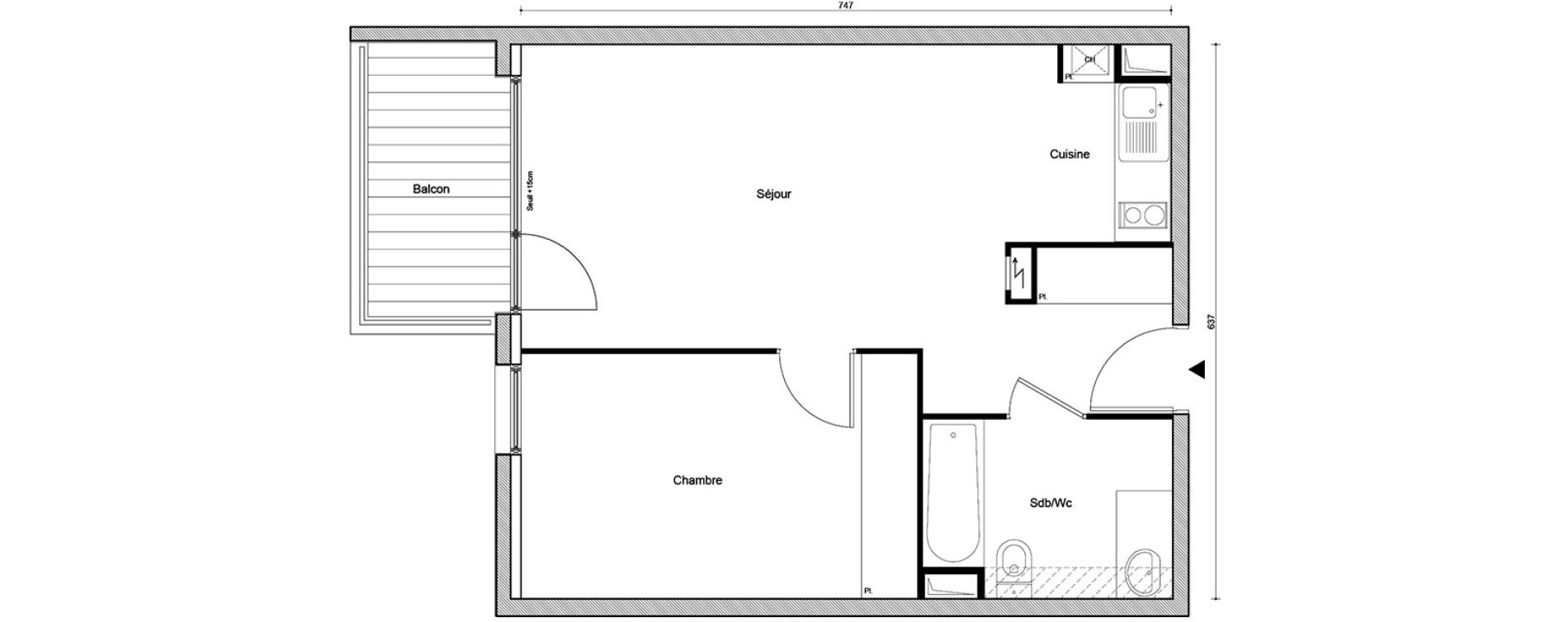 Appartement T2 de 46,27 m2 &agrave; Villemomble Centre