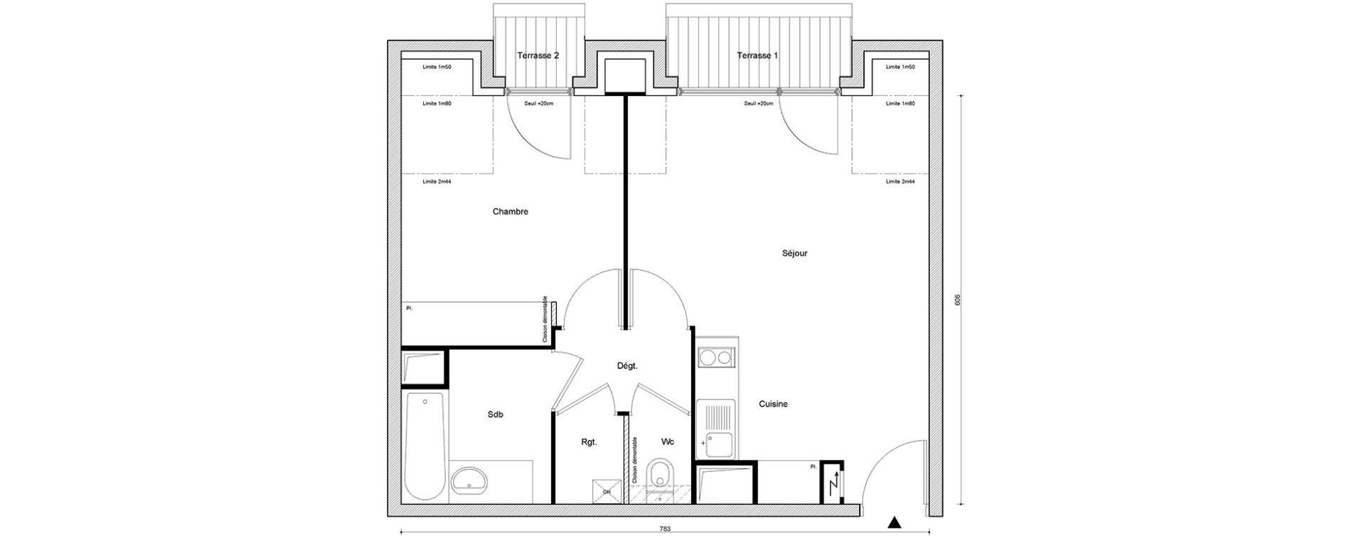 Appartement T2 de 45,38 m2 &agrave; Villemomble Centre