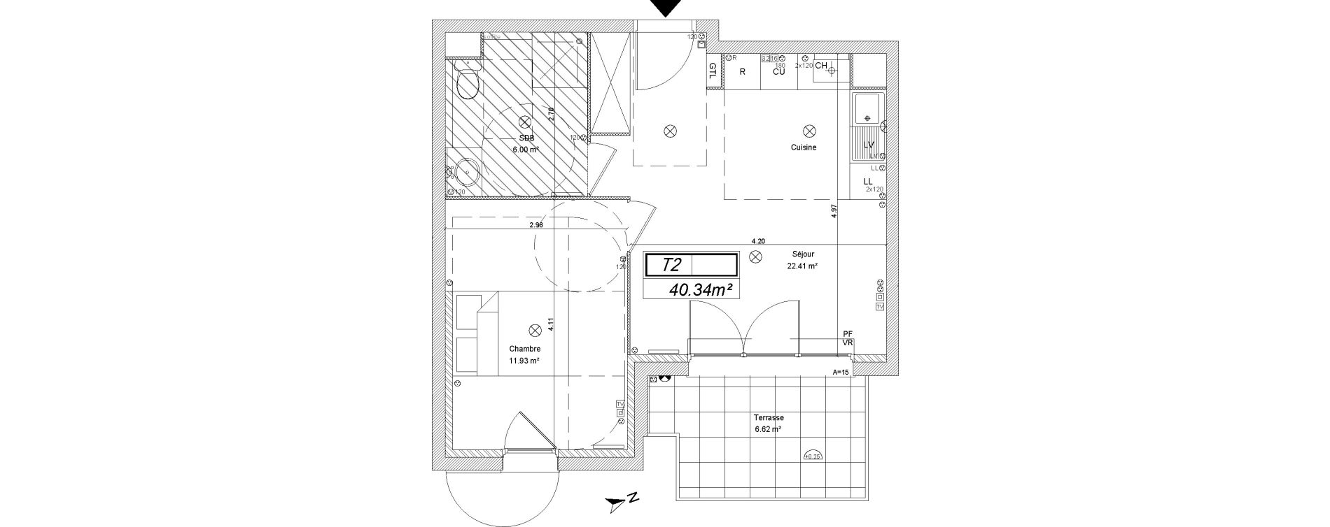 Appartement T2 de 40,34 m2 &agrave; Villepinte Vert galant