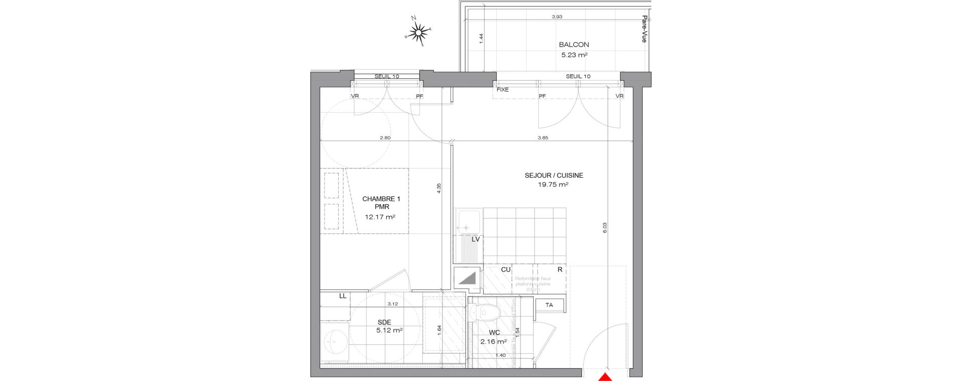 Appartement T2 de 39,20 m2 &agrave; Villepinte Mairie