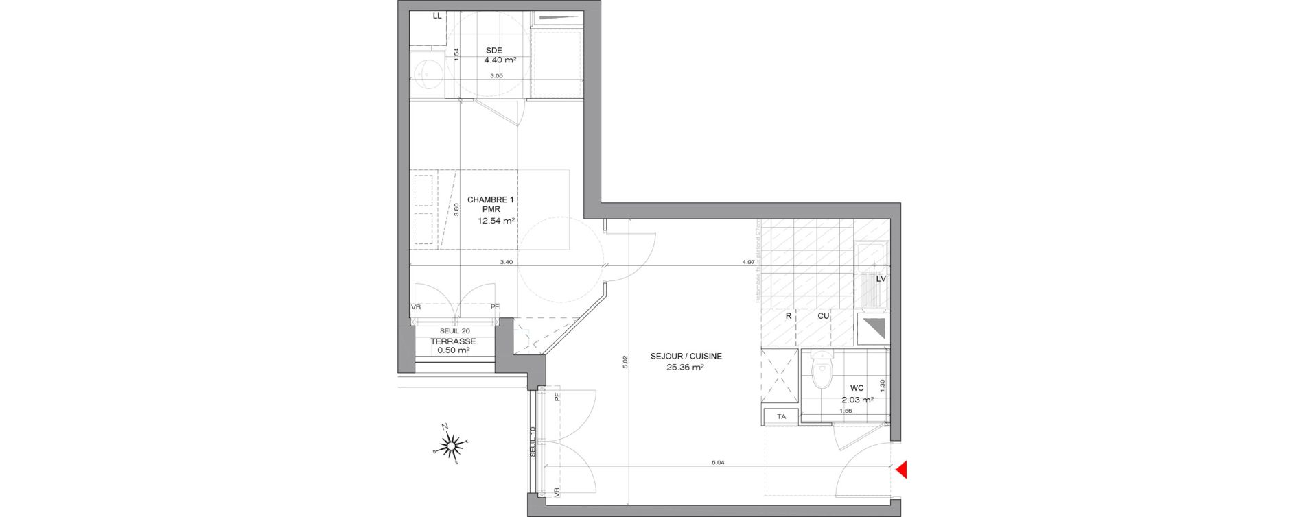 Appartement T2 de 44,33 m2 &agrave; Villepinte Mairie