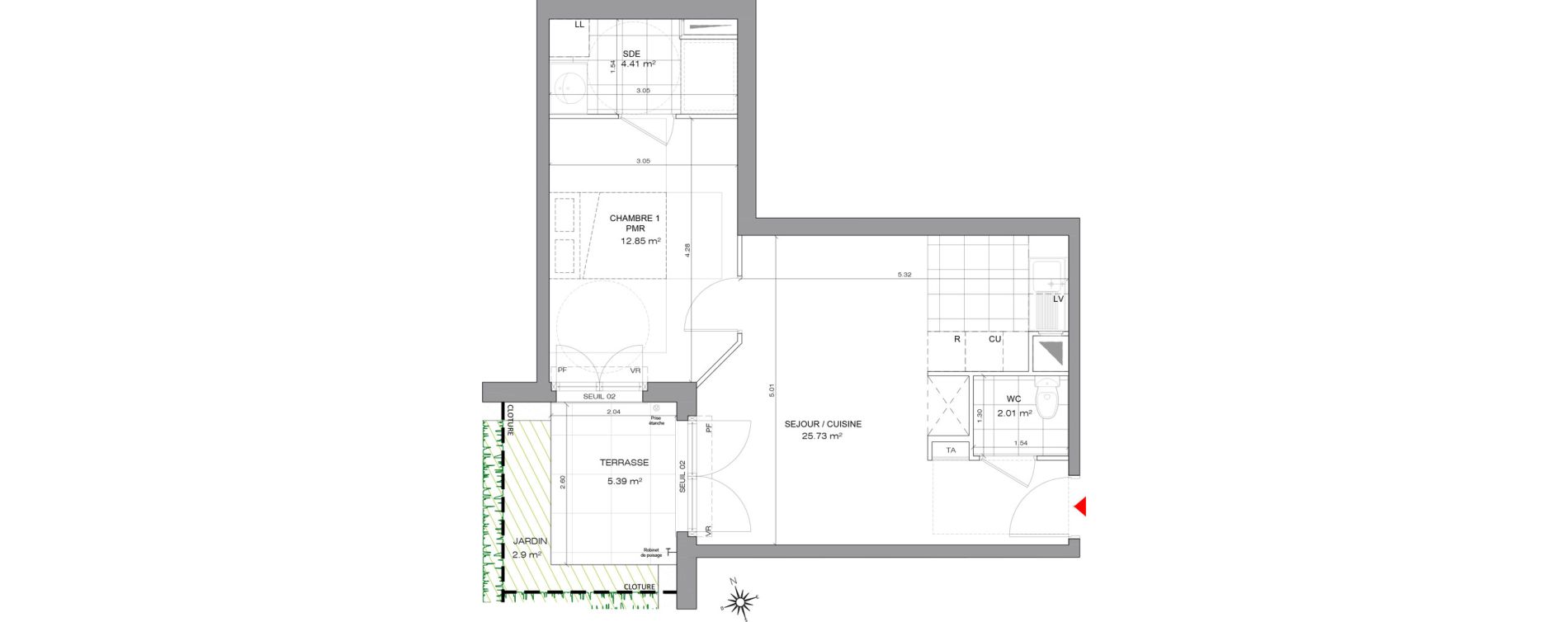 Appartement T2 de 45,00 m2 &agrave; Villepinte Mairie