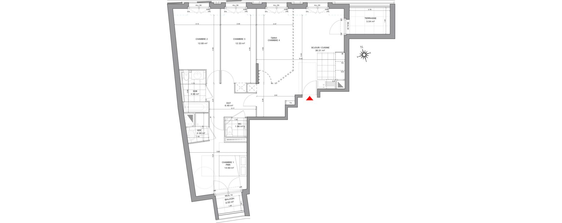 Appartement T5 de 91,81 m2 &agrave; Villepinte Mairie