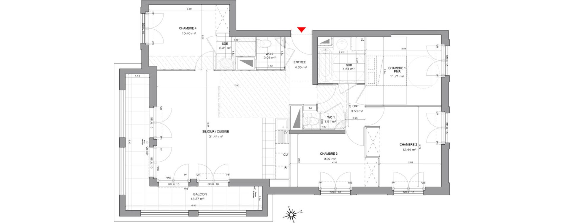 Appartement T5 de 94,26 m2 &agrave; Villepinte Mairie