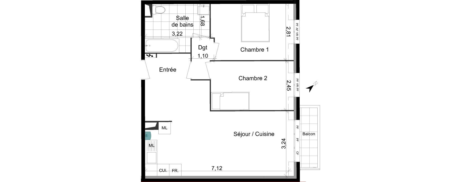 Appartement T3 de 62,56 m2 &agrave; Villepinte Vert galant