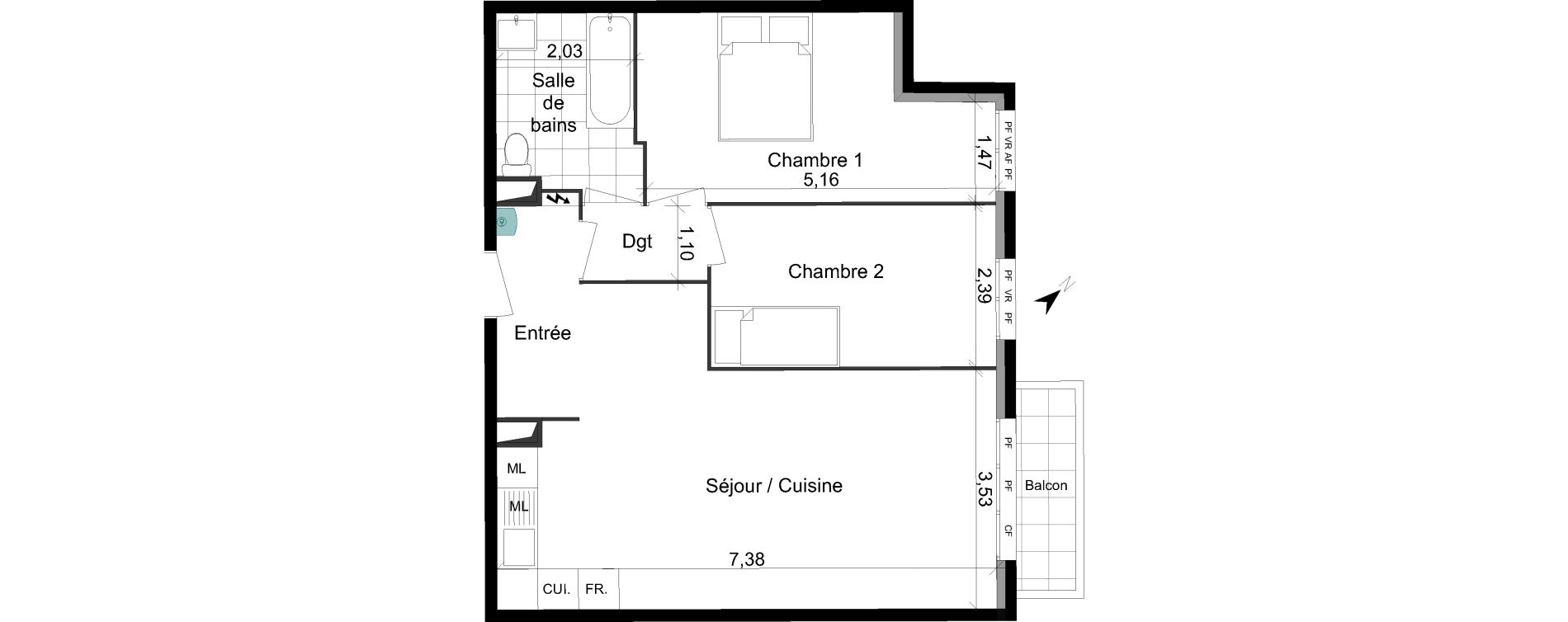 Appartement T3 de 63,24 m2 &agrave; Villepinte Vert galant