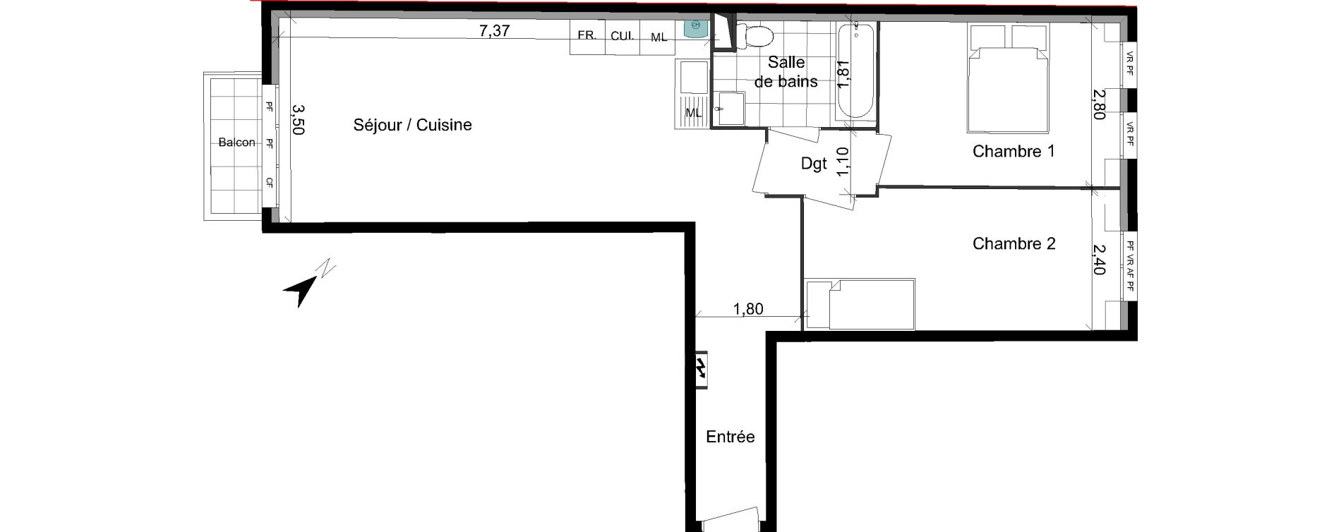 Appartement T3 de 66,82 m2 &agrave; Villepinte Vert galant
