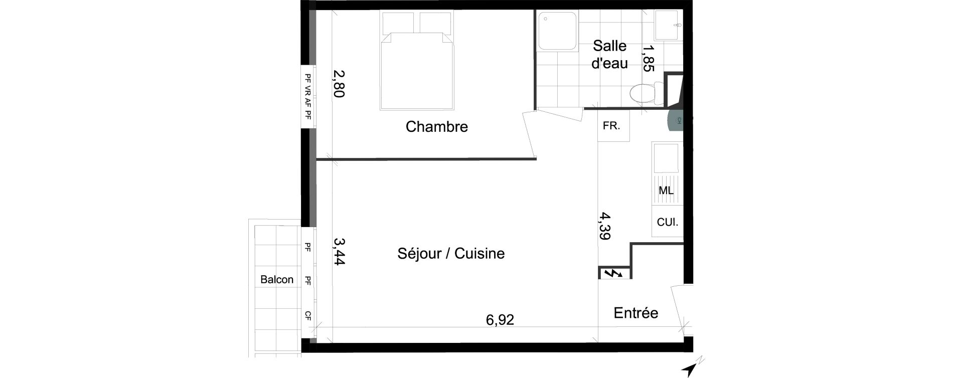 Appartement T2 de 43,86 m2 &agrave; Villepinte Vert galant