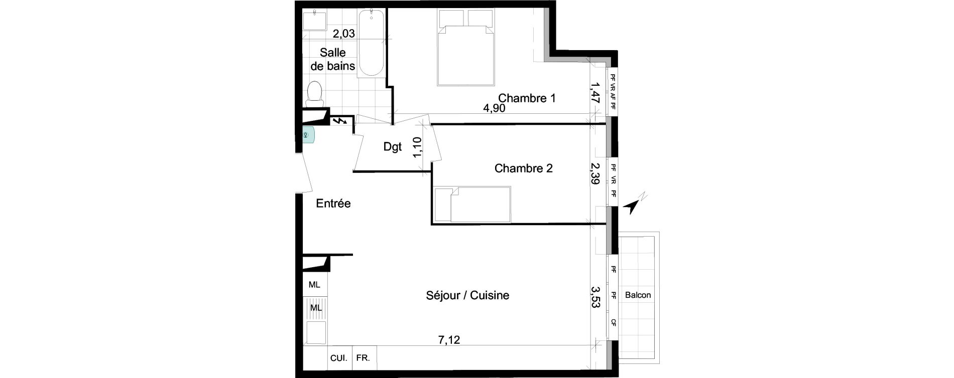 Appartement T3 de 62,12 m2 &agrave; Villepinte Vert galant