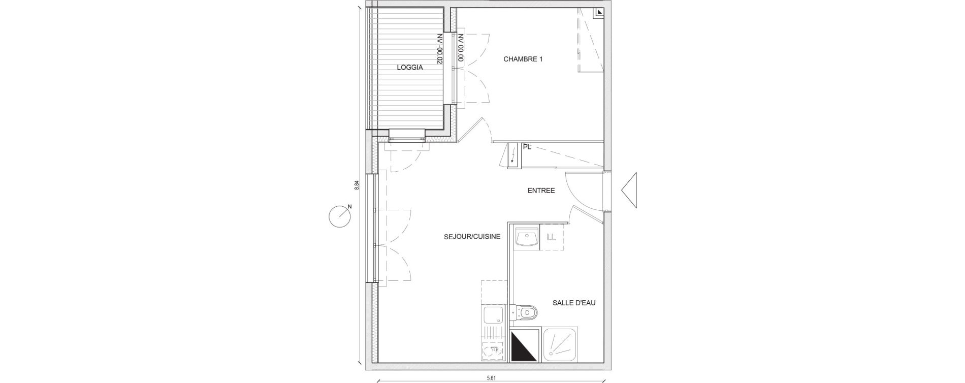 Appartement T2 de 41,41 m2 &agrave; Villepinte Hopital