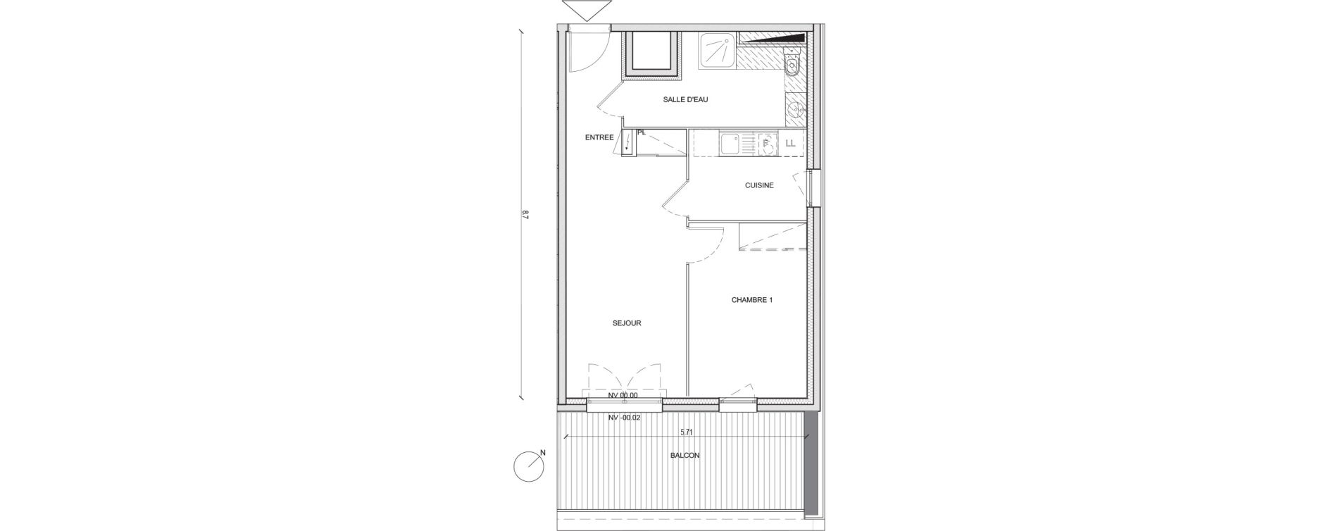 Appartement T2 de 46,41 m2 &agrave; Villepinte Hopital