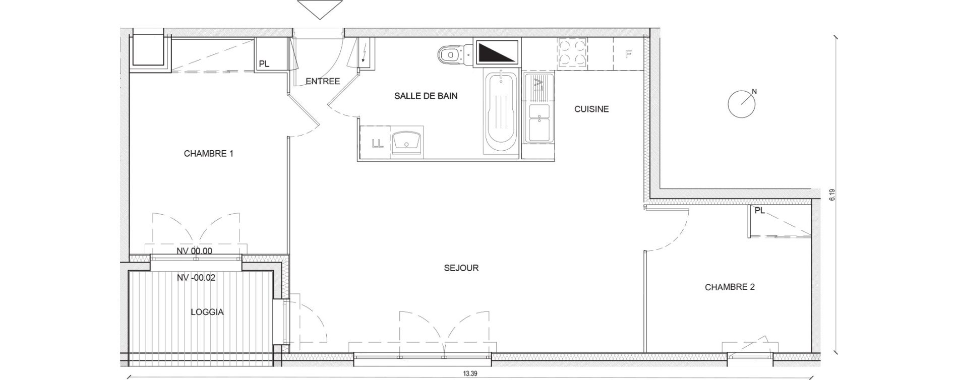 Appartement T3 de 63,32 m2 &agrave; Villepinte Hopital