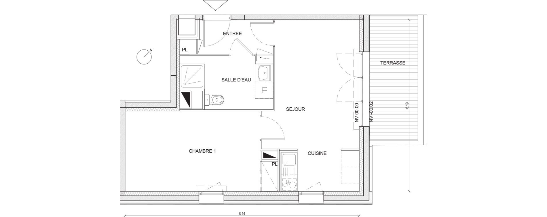 Appartement T2 de 43,40 m2 &agrave; Villepinte Hopital