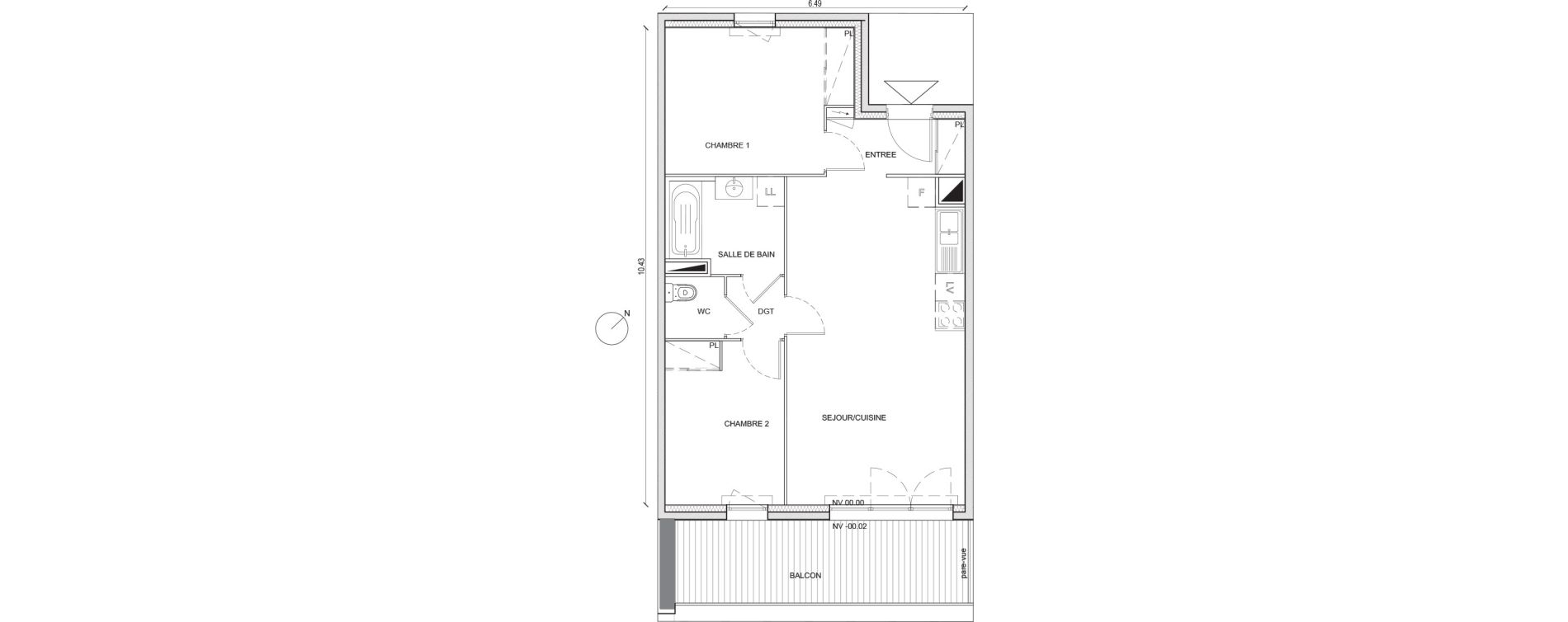 Appartement T3 de 61,49 m2 &agrave; Villepinte Hopital