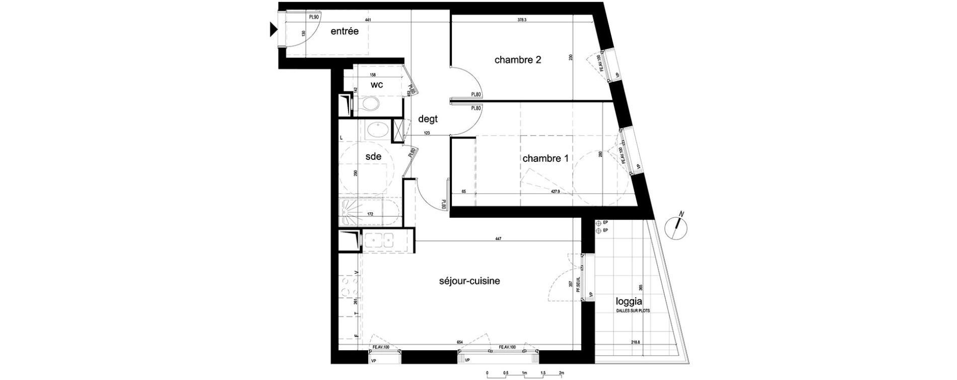 Appartement T3 de 62,48 m2 &agrave; Villepinte La p&eacute;pini&egrave;re