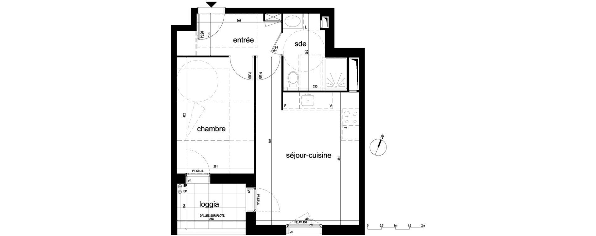 Appartement T2 de 41,27 m2 &agrave; Villepinte La p&eacute;pini&egrave;re