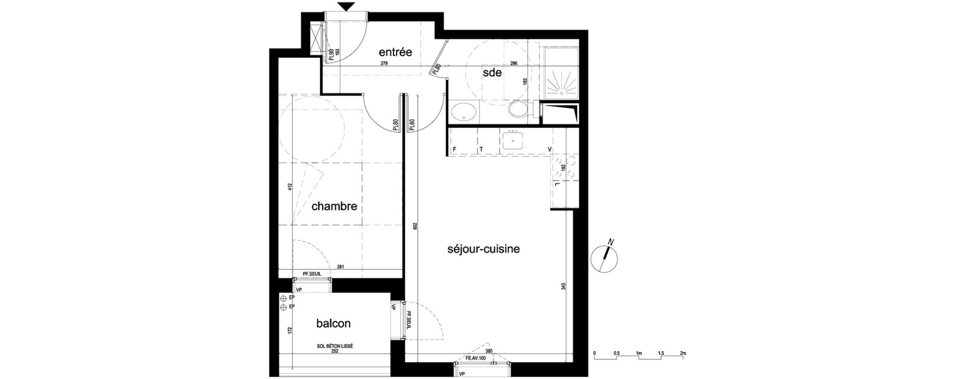 Appartement T2 de 43,06 m2 &agrave; Villepinte La p&eacute;pini&egrave;re