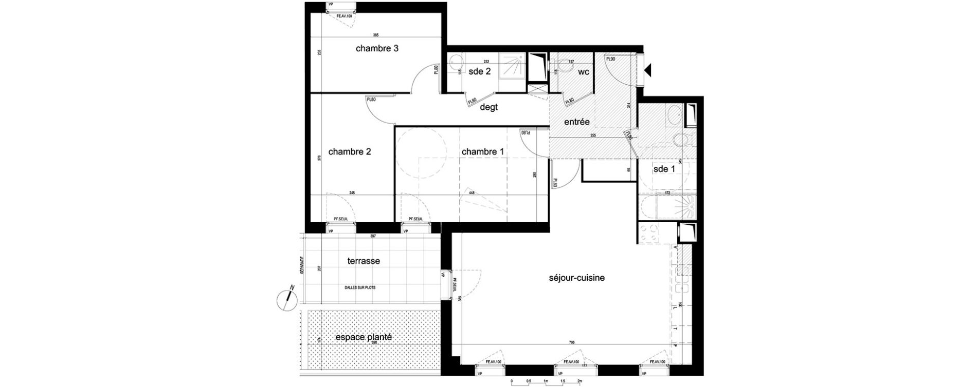 Appartement T4 de 84,23 m2 &agrave; Villepinte La p&eacute;pini&egrave;re