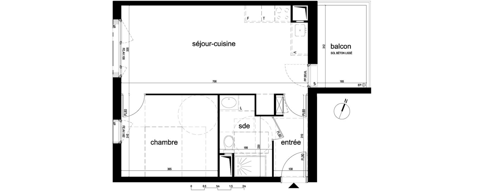 Appartement T2 de 43,96 m2 &agrave; Villepinte La p&eacute;pini&egrave;re