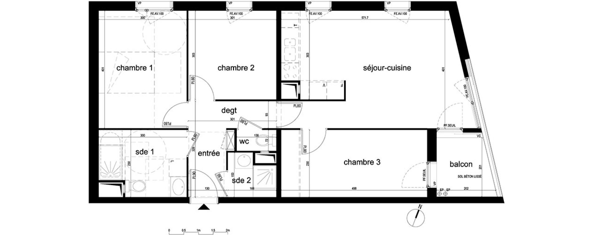 Appartement T4 de 72,28 m2 &agrave; Villepinte La p&eacute;pini&egrave;re