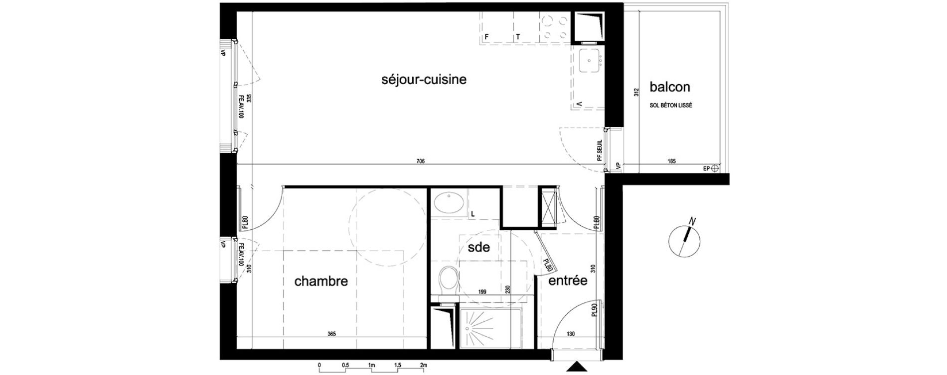 Appartement T2 de 43,96 m2 &agrave; Villepinte La p&eacute;pini&egrave;re