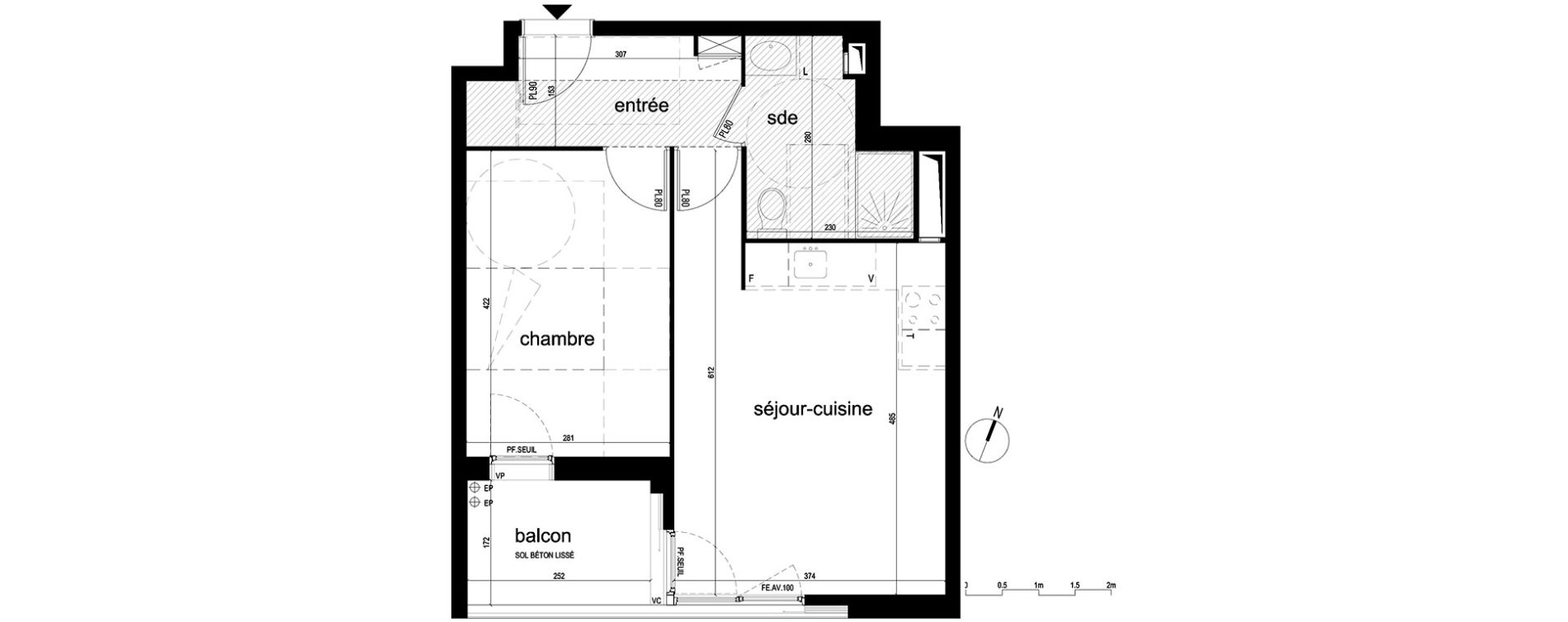 Appartement T2 de 41,42 m2 &agrave; Villepinte La p&eacute;pini&egrave;re