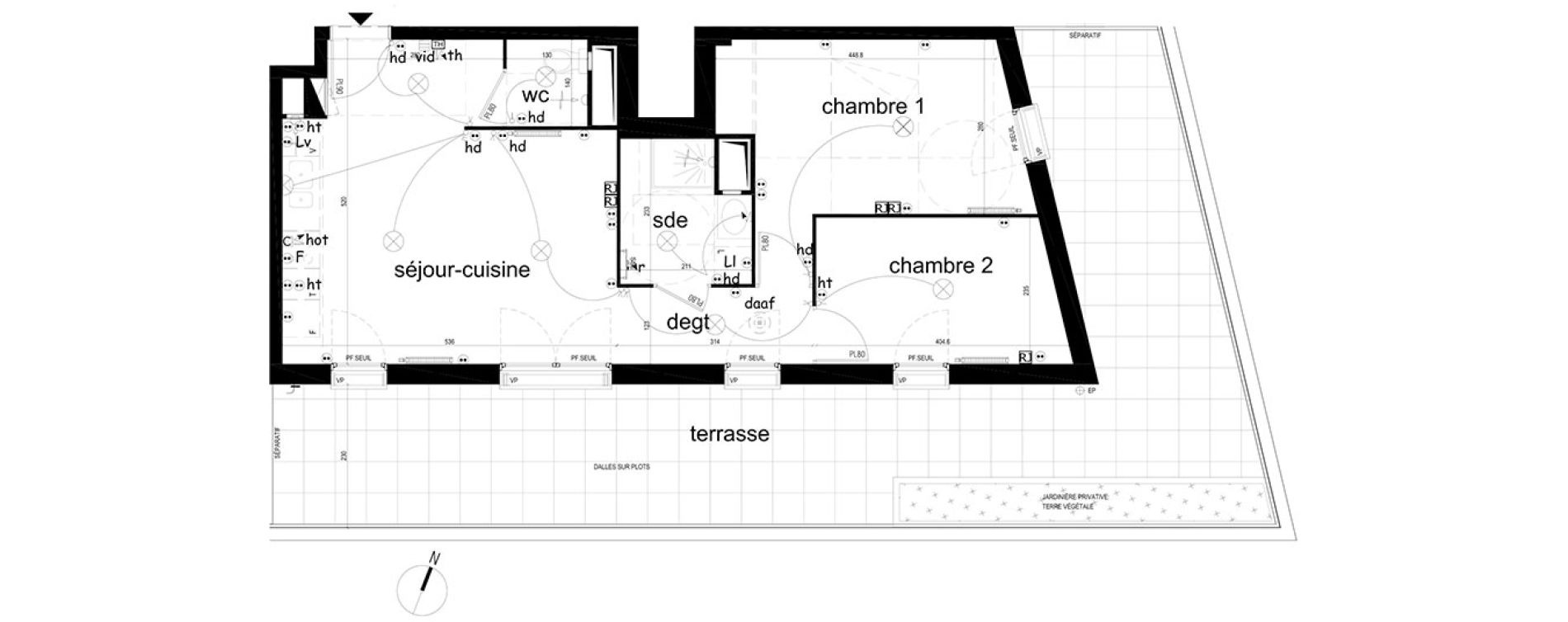 Appartement T3 de 57,07 m2 &agrave; Villepinte La p&eacute;pini&egrave;re