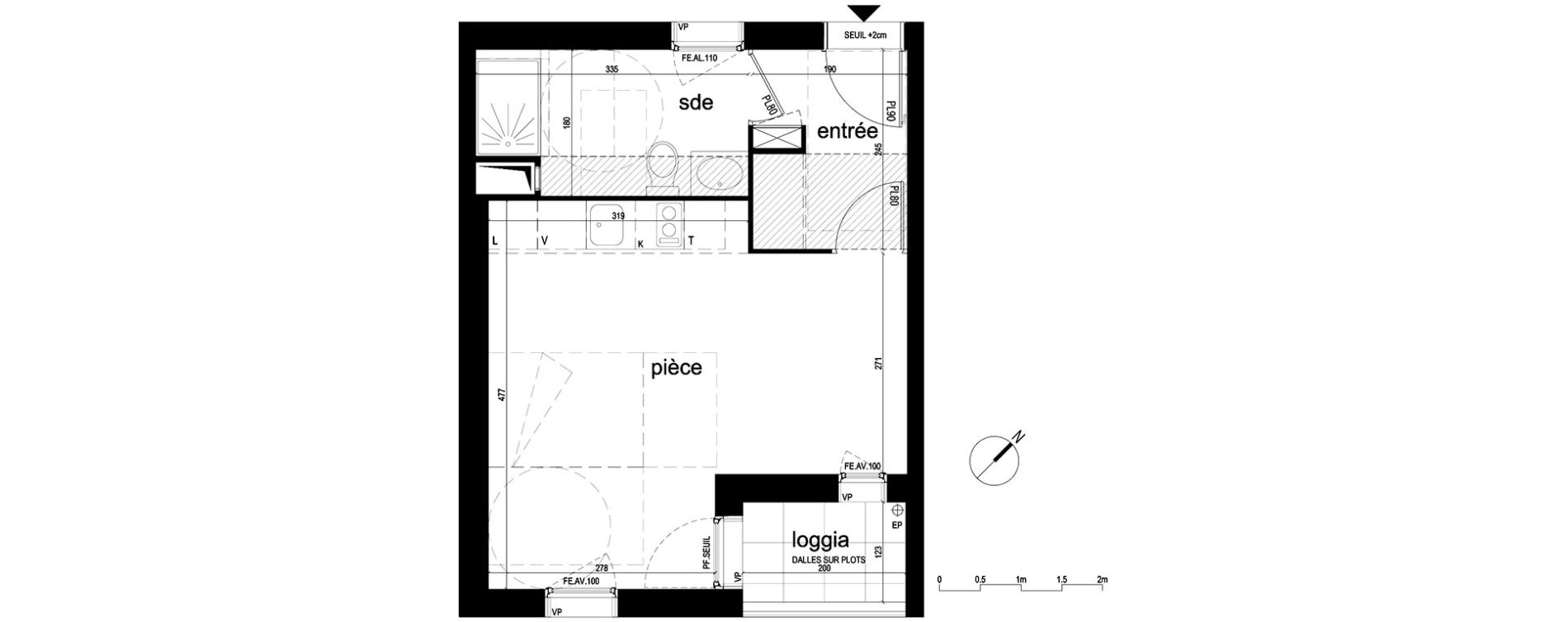 Appartement T1 de 29,99 m2 &agrave; Villepinte La p&eacute;pini&egrave;re