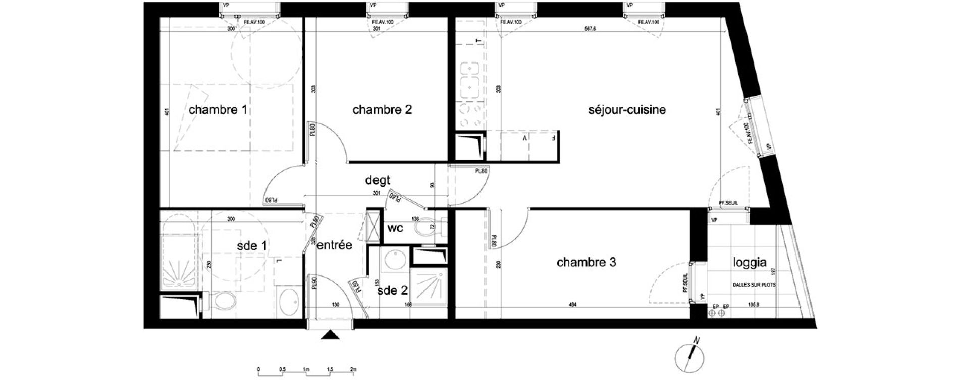 Appartement T4 de 72,02 m2 &agrave; Villepinte La p&eacute;pini&egrave;re