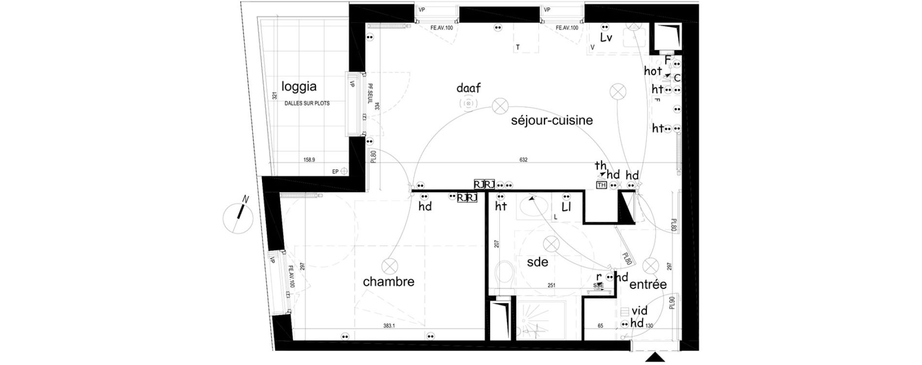 Appartement T2 de 43,02 m2 &agrave; Villepinte La p&eacute;pini&egrave;re