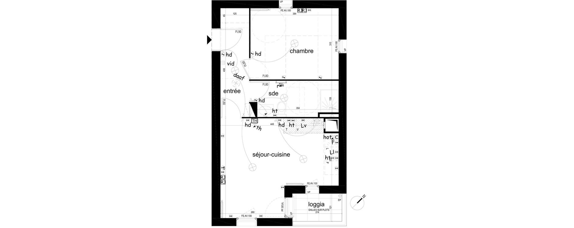 Appartement T2 de 42,08 m2 &agrave; Villepinte La p&eacute;pini&egrave;re