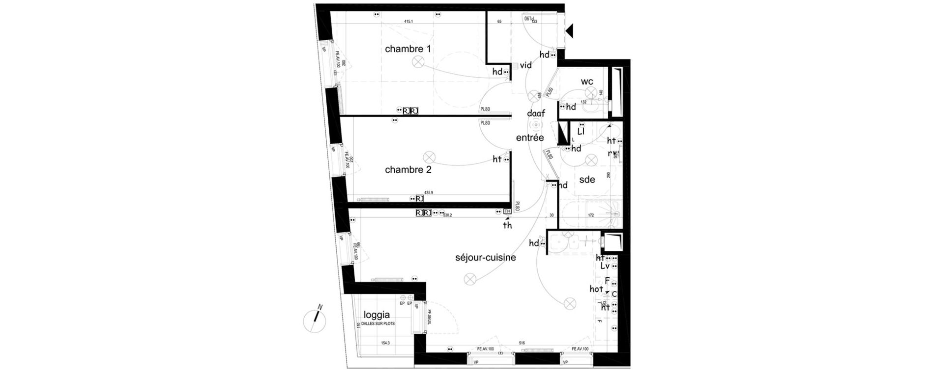 Appartement T3 de 59,24 m2 &agrave; Villepinte La p&eacute;pini&egrave;re