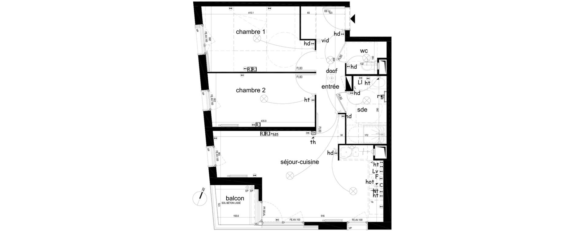 Appartement T3 de 59,54 m2 &agrave; Villepinte La p&eacute;pini&egrave;re