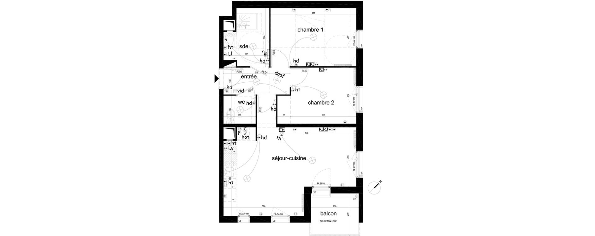 Appartement T3 de 56,79 m2 &agrave; Villepinte La p&eacute;pini&egrave;re
